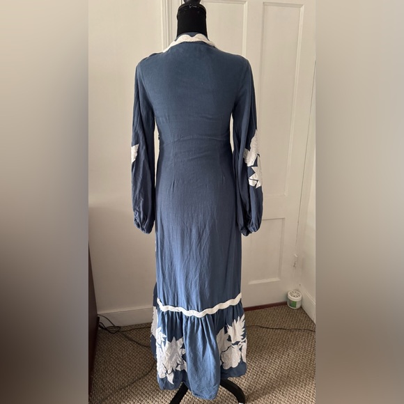 FARM Rio Blue and White Long Sleeve Dress - Picture 5 of 7